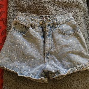 High Waisted Light Wash Denim Shorts
